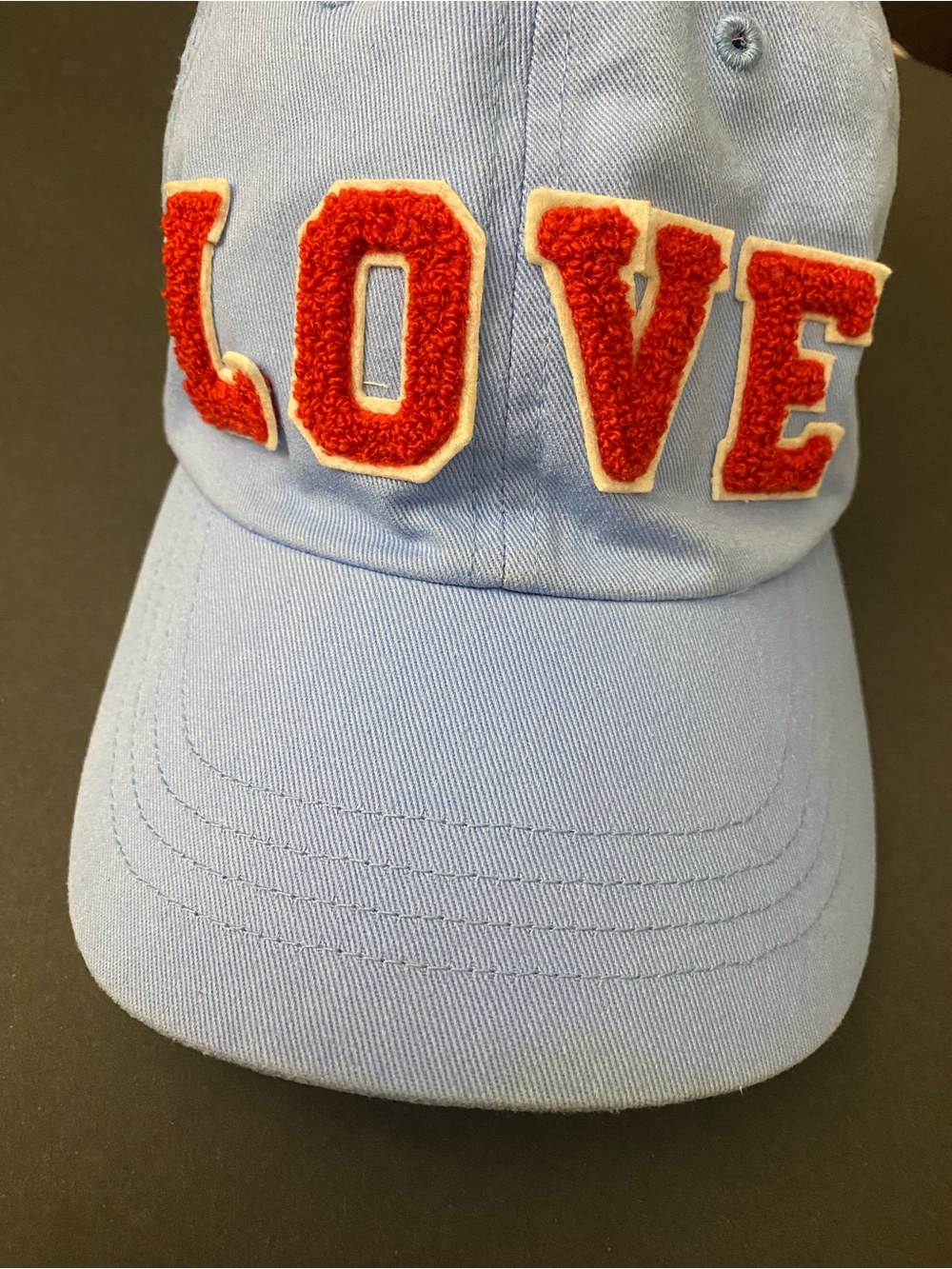 Tory Burch Sport LOVE Cap Baller Hat • in Blue with red chenille letters - Picture 8 of 13